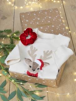 Maedchenkleidung-Pullover, Strickjacken & Sweatshirts-Mädchen Geschenk-Set: Weihnachtspullover & 2 Haargummis