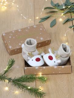 Kinderschuhe-Babyschuhe-Weihnachtliche Baby Krabbelschuhe RENTIER