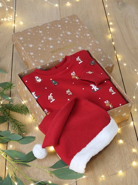 Baby Weihnachts-Geschenkset: Sweatshirt & Mütze rot 1