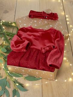 Babymode-Baby Weihnachts-Geschenkset: Kleid mit Glitzertüll & Haarband BASIC