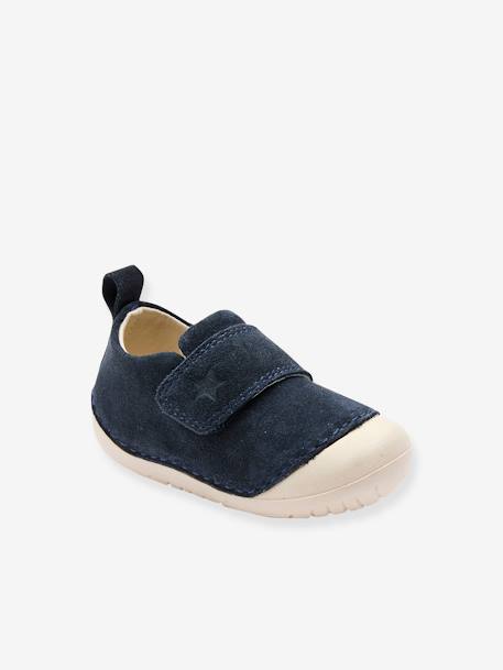 Weiche Baby Hausschuhe mit Klett marine 1