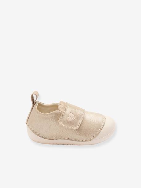 Weiche Baby Klett-Hausschuhe gold 3