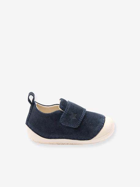 Weiche Baby Hausschuhe mit Klett marine 3