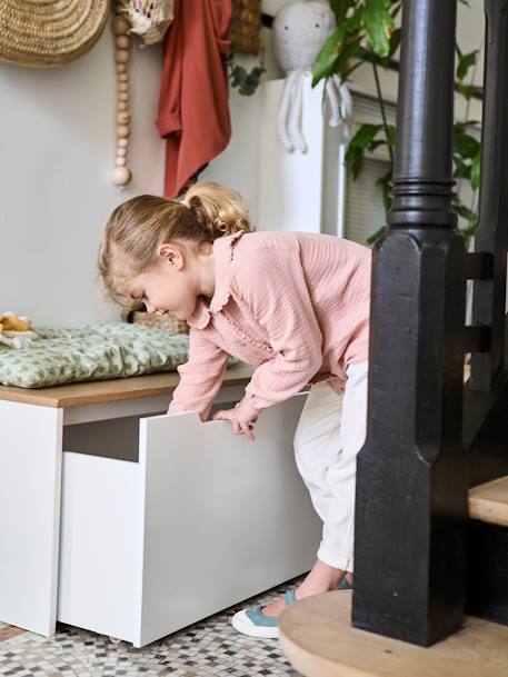 Kinderzimmer Spielzeugkiste auf Rollen weiß 1