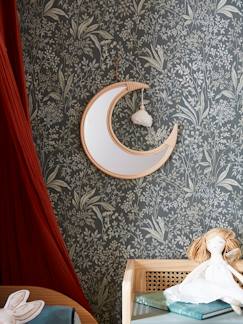 -Kinderzimmer Spiegel aus Rattan, Mond & Wolke