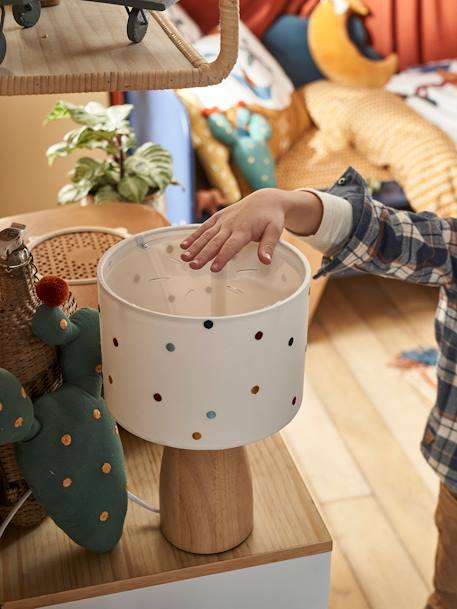 Kinderzimmer Nachttischlampe, Tupfen-Stickerei beige/mehrfarbig 1