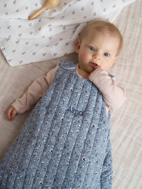 Ärmelloser Baby Schlafsack INDIEN BLUME personalisierbar Oeko-Tex blau bedruckt 4