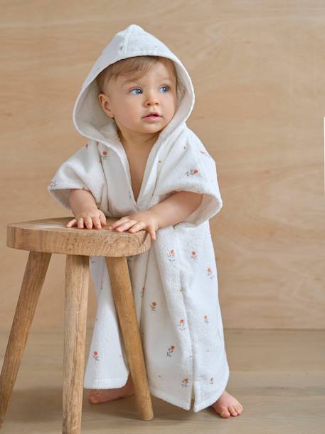 Baby Badeponcho GIVERNY mit Recycling-Baumwolle, personalisierbar weiß bedruckt 1