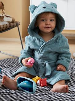 Babymode-Bademäntel & Badecapes-Bio-Kollektion: Baby Tier-Bademantel mit Musselin, personalisierbar