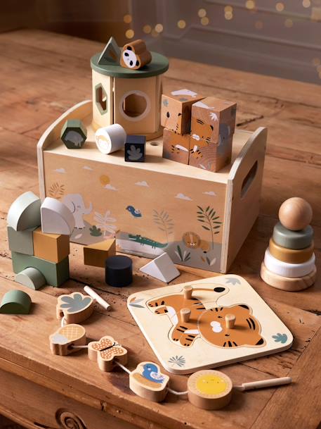 Baby Spielzeug-Set mit Tiermotiven, Holz FSC® grün 2