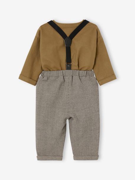 Jungen Baby-Set: Hemd & Hose mit Hosenträgern Oeko-Tex olivgrün 4