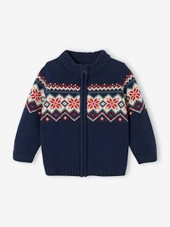 -Baby Strickjacke mit Reißverschluss, Jacquardstrick