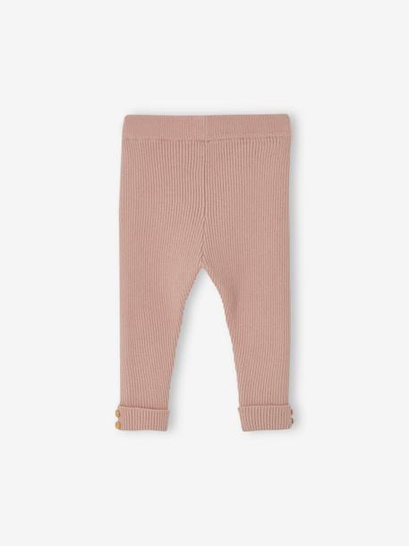 Baby Strick-Leggings Oeko-Tex beige+graugrün+pudrig rosa 9