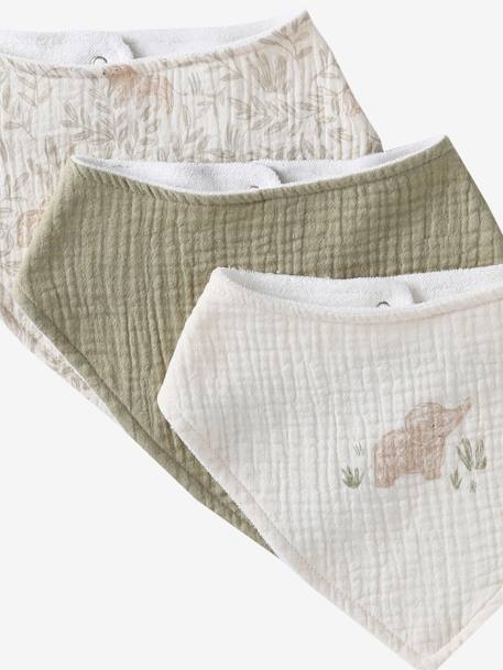 3er-Pack Baby Halstücher, Baumwoll-Musselin OEKO-TEX® altrosa katze+beige bedruckt/hygge+nachtblau/polarstern+pack grün panda+pack weiß/grün löwe+pack weiß/orange fuchs+salbeigrün/drache+salbeigrün/waldspaziergang+set beige 44