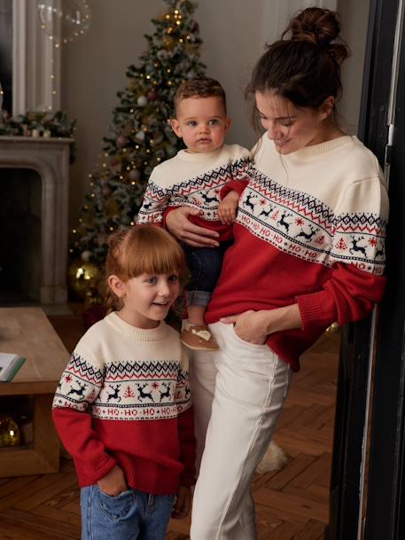 Kinder Weihnachtspullover mit Jacquardmuster Capsule FAMILY Oeko-Tex marine+rot 8