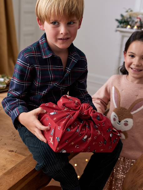 Weihnachtliches Jungen Hemd mit Karomuster marine 1