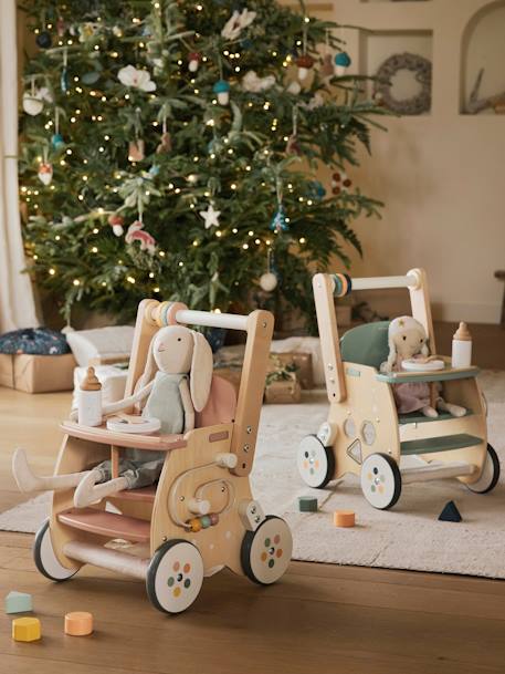 Lauflernwagen mit Puppensitz, Holz FSC® grün+weiß 21