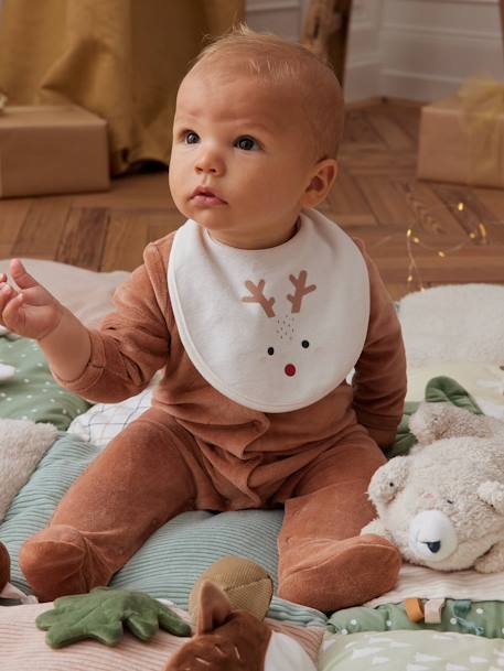 Weihnachtliches Baby Geschenk-Set: Strampler & Lätzchen, Rentier Oeko-Tex pekannuss 11