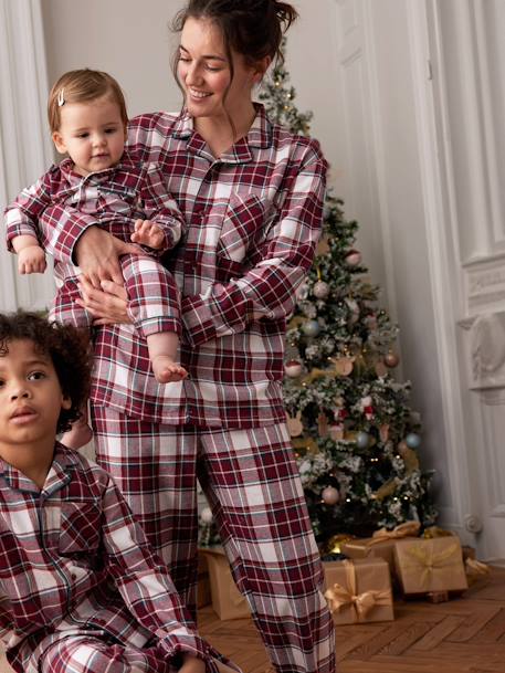 Karierter Damen Schlafanzug Weihnachts-Capsule HAPPY FAMILY Oeko-Tex rot kariert 3