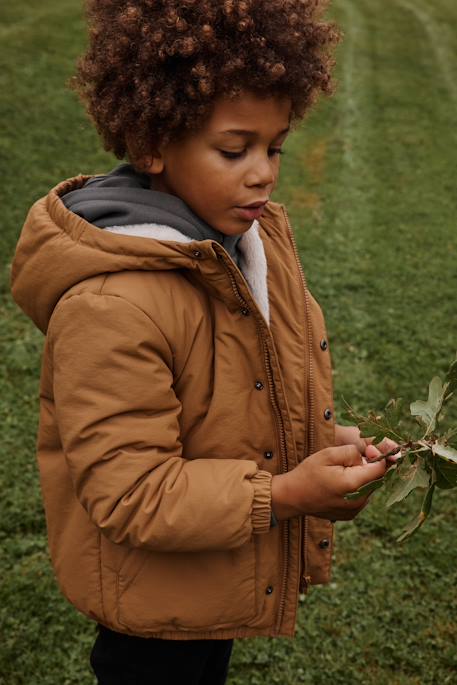 Jungen Winterjacke mit Kapuze und Webpelzfutter, Recycling-Polyester bronze 4