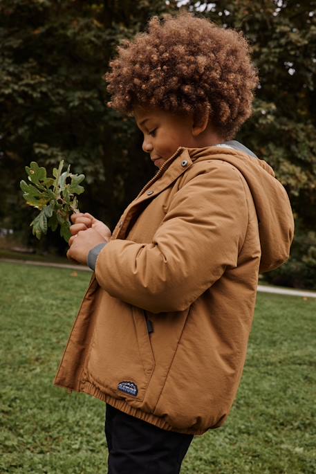 Jungen Winterjacke mit Kapuze und Webpelzfutter, Recycling-Polyester bronze 5