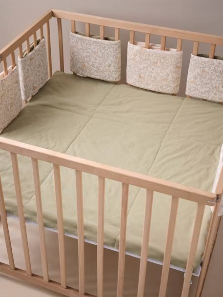 Wendbare Baby Bettumrandung/Laufgitterpolster BABYLON Oeko-Tex beige bedruckt 2