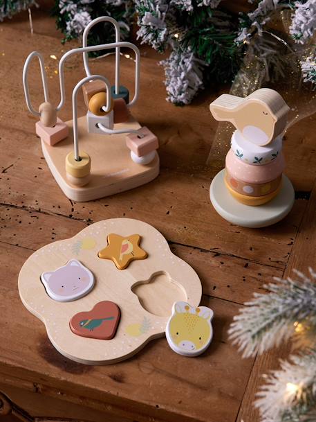 3-teiliges Baby Lernspielzeug-Set, Holz FSC® rosa 1