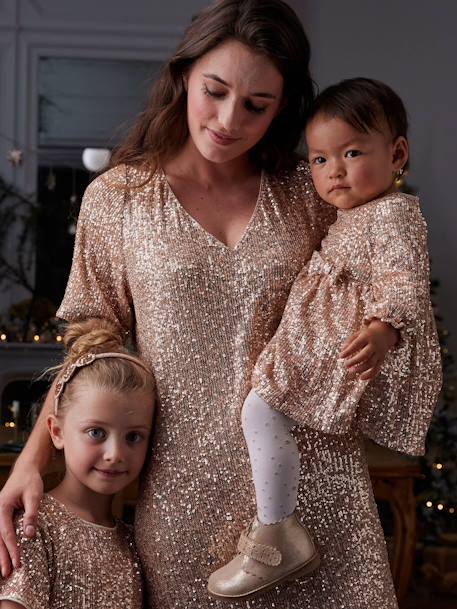 Festliches Baby Kleid mit Pailletten goldene pailletten capsule 3