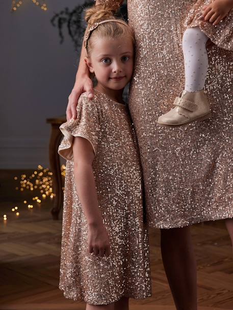 Mädchen Festkleid mit Pailletten goldene pailletten capsule 1