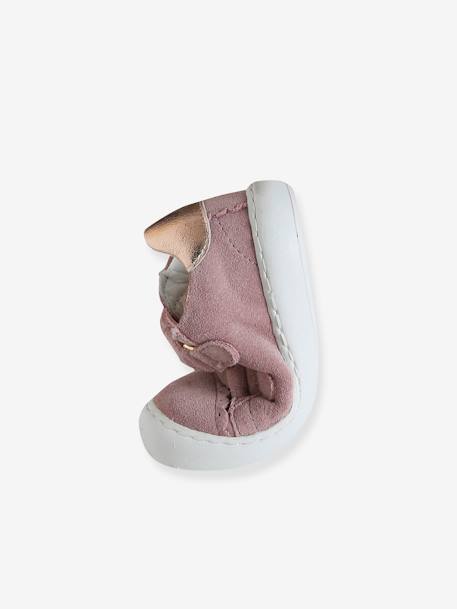 Baby Klett-Sneakers ausgestanzte Motive marine+pudrig rosa+weiß/gold 12