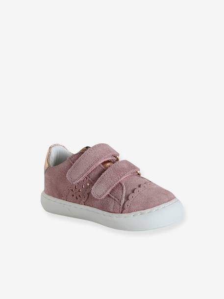 Baby Klett-Sneakers ausgestanzte Motive marine+pudrig rosa+weiß/gold 7