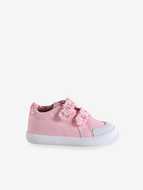 Mädchen Baby Stoffschuhe, Klett blau bedruckt+rosa+rosa bedruckt+violett bedruckt+weiß 24