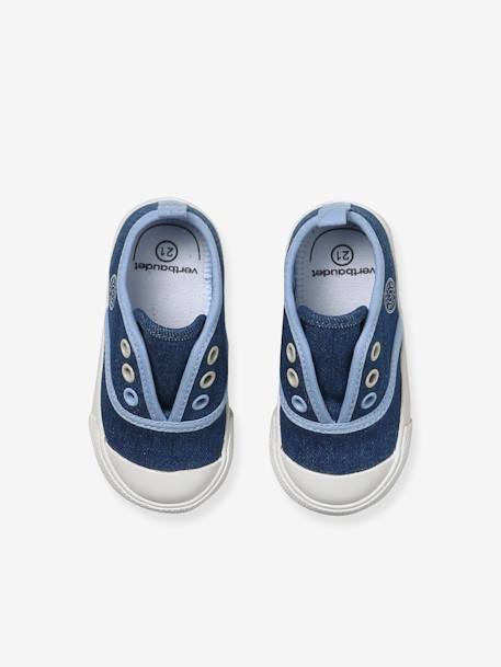 Baby Stoff-Sneakers mit Gummizug blau+blau chambray 12