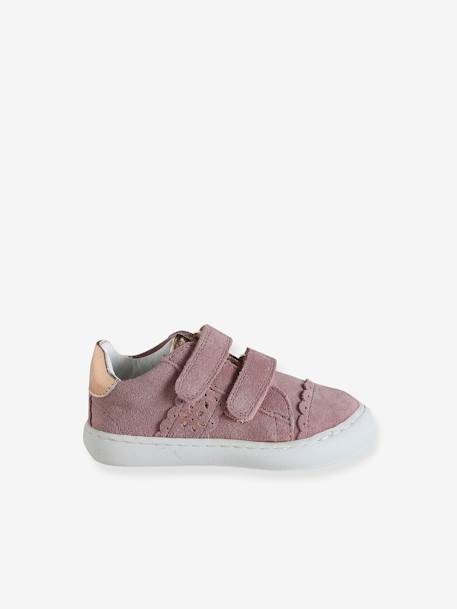 Baby Klett-Sneakers ausgestanzte Motive marine+pudrig rosa+weiß/gold 8