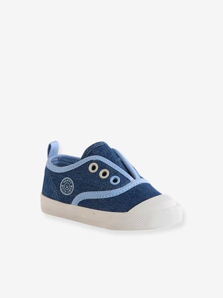 Baby Stoff-Sneakers mit Gummizug blau+blau chambray 9