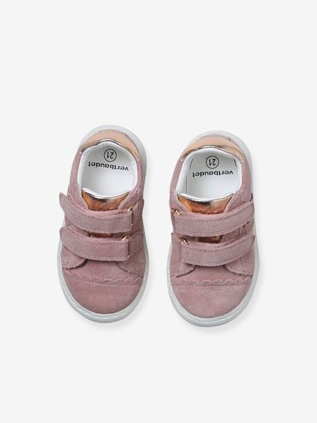 Baby Klett-Sneakers ausgestanzte Motive marine+pudrig rosa+weiß/gold 10