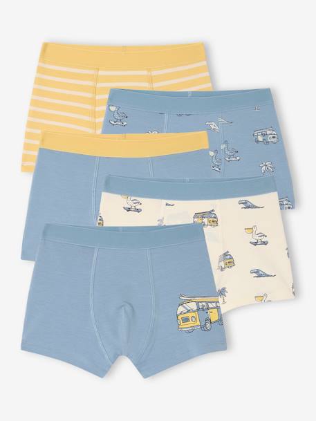 Bio-Kollektion: 5er-Pack Jungen Stretch-Boxershorts himmelblau 1