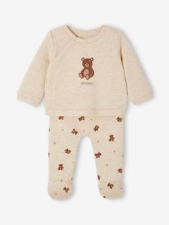 Babymode-Hosen & Jeans-Baby-Set mit Teddyprint: Wickeljacke & Hose