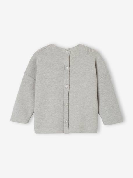 Flauschiger Baby Pullover AMOUR Oeko-Tex grau meliert 2