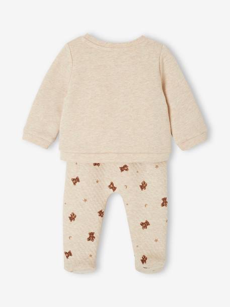 Baby-Set mit Teddyprint: Wickeljacke & Hose beige meliert 4