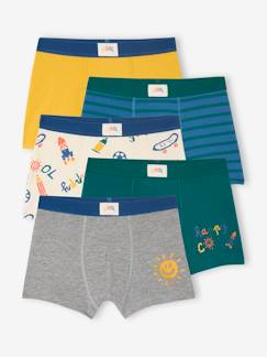 Jungenkleidung-Unterwäsche & Socken-Bio-Kollektion: 5er-Pack Jungen Stretch-Boxershorts COOL