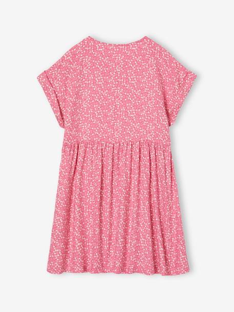 Mädchen Blumenkleid mit Knöpfen blush+himmelblau+wollweiß 2