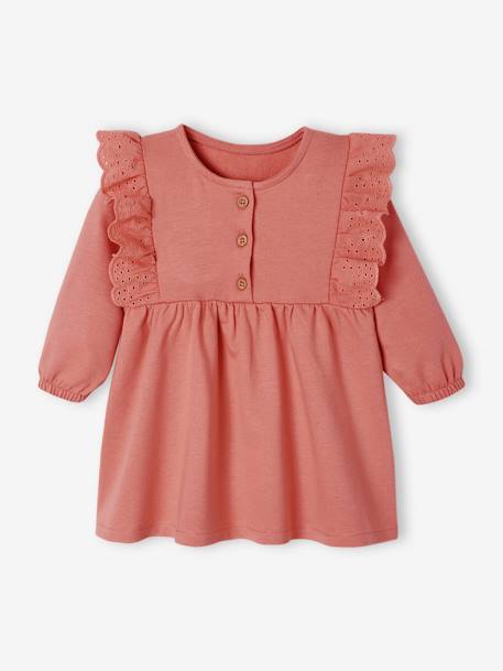 Mädchen Baby Kleid graublau+rosa 8