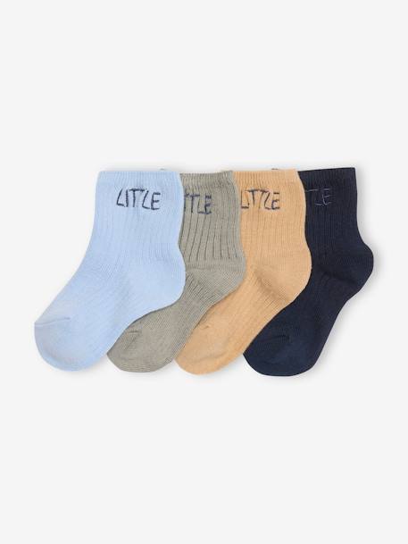 4er-Pack Baby Socken LITTLE BASIC OEKO-TEX® altrosa+cappuccino+koralle+marine 7