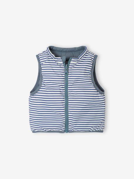 Wendbare Baby Steppweste mit Reißverschluss und Recycling-Polyester graublau 4