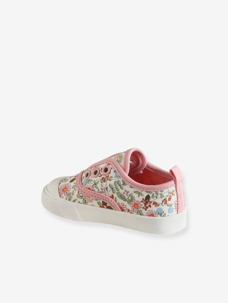 Baby Stoff-Sneakers mit Gummizug rosa bedruckt+weiß bedruckt 3