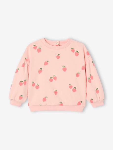 Baby Sweatshirt rosa+wollweiß bedruckt/apfel 1