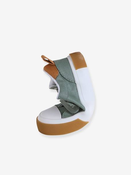 Baby Stoffsneakers mit Klettriemchen beige bedruckt+hellblau+khaki+marine 19