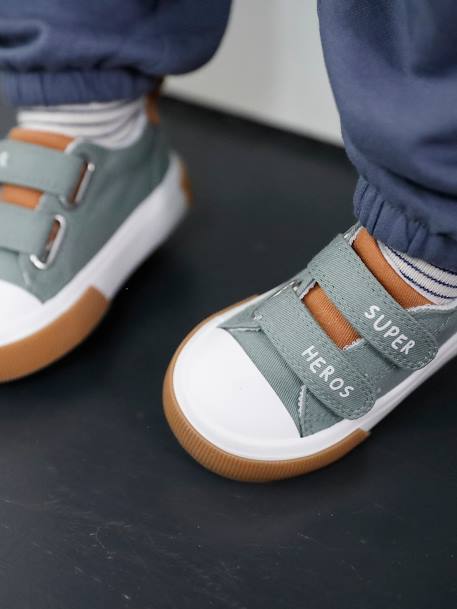 Baby Stoffsneakers mit Klettriemchen beige bedruckt+hellblau+khaki+marine 21