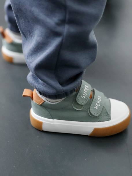 Baby Stoffsneakers mit Klettriemchen beige bedruckt+hellblau+khaki+marine 20